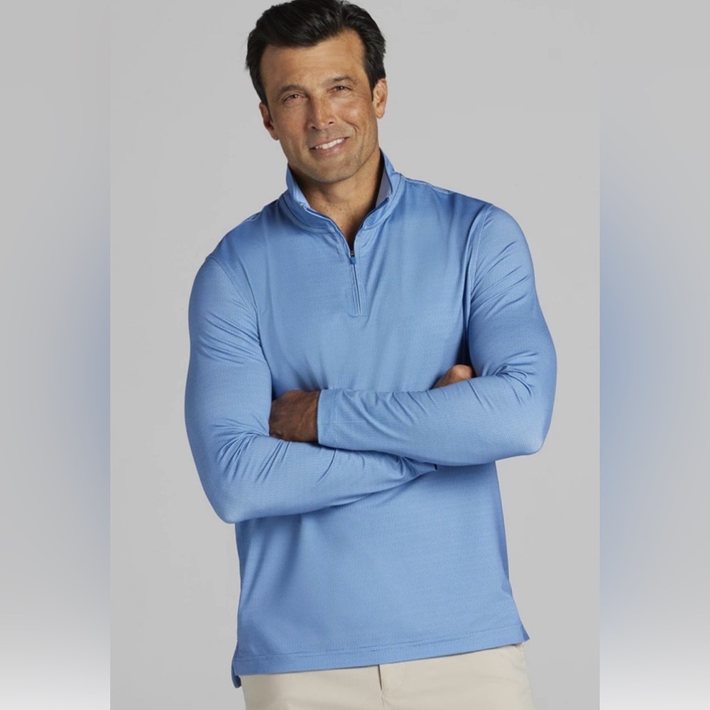 Jos. A. Bank Traveler Tailored Fit 1/4 Zip Pullover Blue XL
